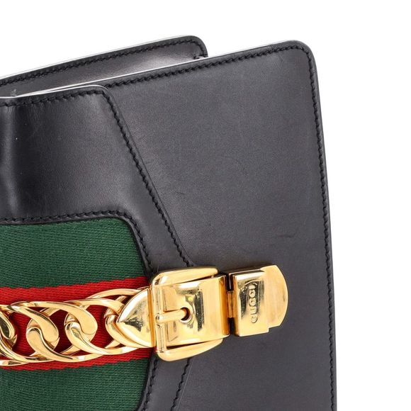 Gucci Sylvie Top Handle Bag Leather Mini Black - Picture 7 of 8